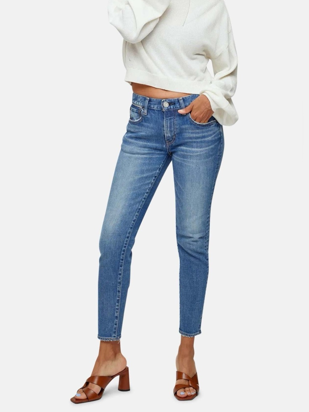 Moussy Blue Mid-Rise Cropped Slim Jeans